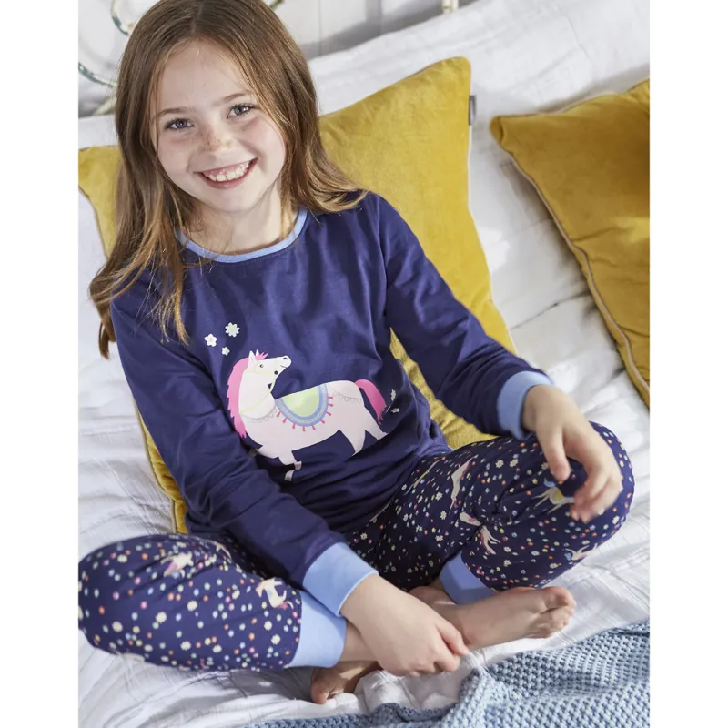 Joules Sleepwell Pyjama Set - Blue Horse Ditsy -2